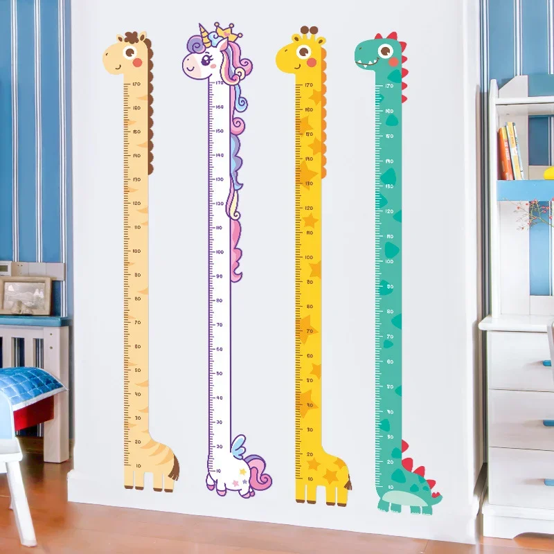 Kids Height Measurement Growth Chart Wall Stickers Cartoon Animals Height Measure Decals for Kids Bedroom Baby Nursery