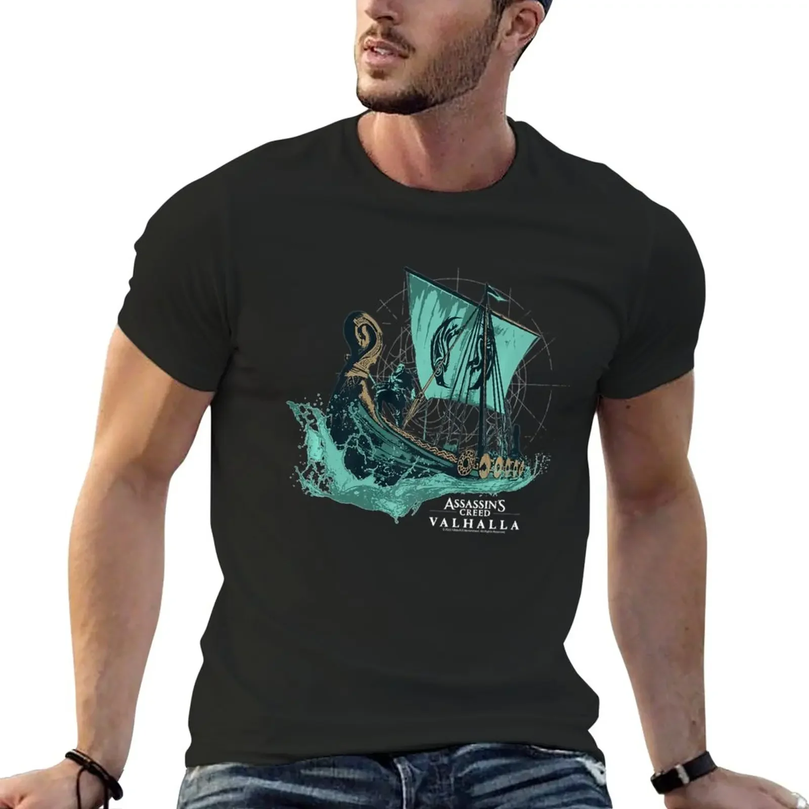Assassin_S Creed Valhalla T-Shirt Lunga Da Barca Top T-Shirt Da Uomo In Cotone
