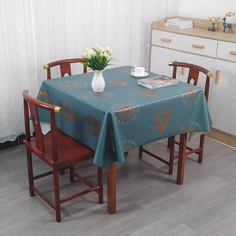 

Square PVC Thickened Tablecloth Oil Proof Waterproof Scald Proof Wash Free Table Cloth Household Dining Table Coffee Table Cover