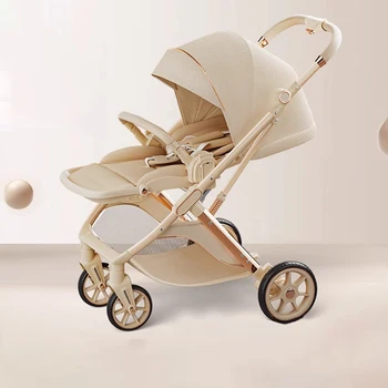 Baby carrige can sit or lie down Lightweight Folding Newborn Baby High Landscape Stroller Two-way Push Anti Vibration Wheels 1