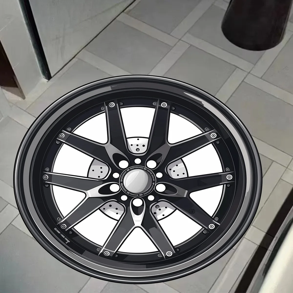 Creative Tire Shape Carpet Anti-slip Large Round Rug Car Hub Home Carpet Children Boys Bedroom Decoration Room Floor Chair Mat 2