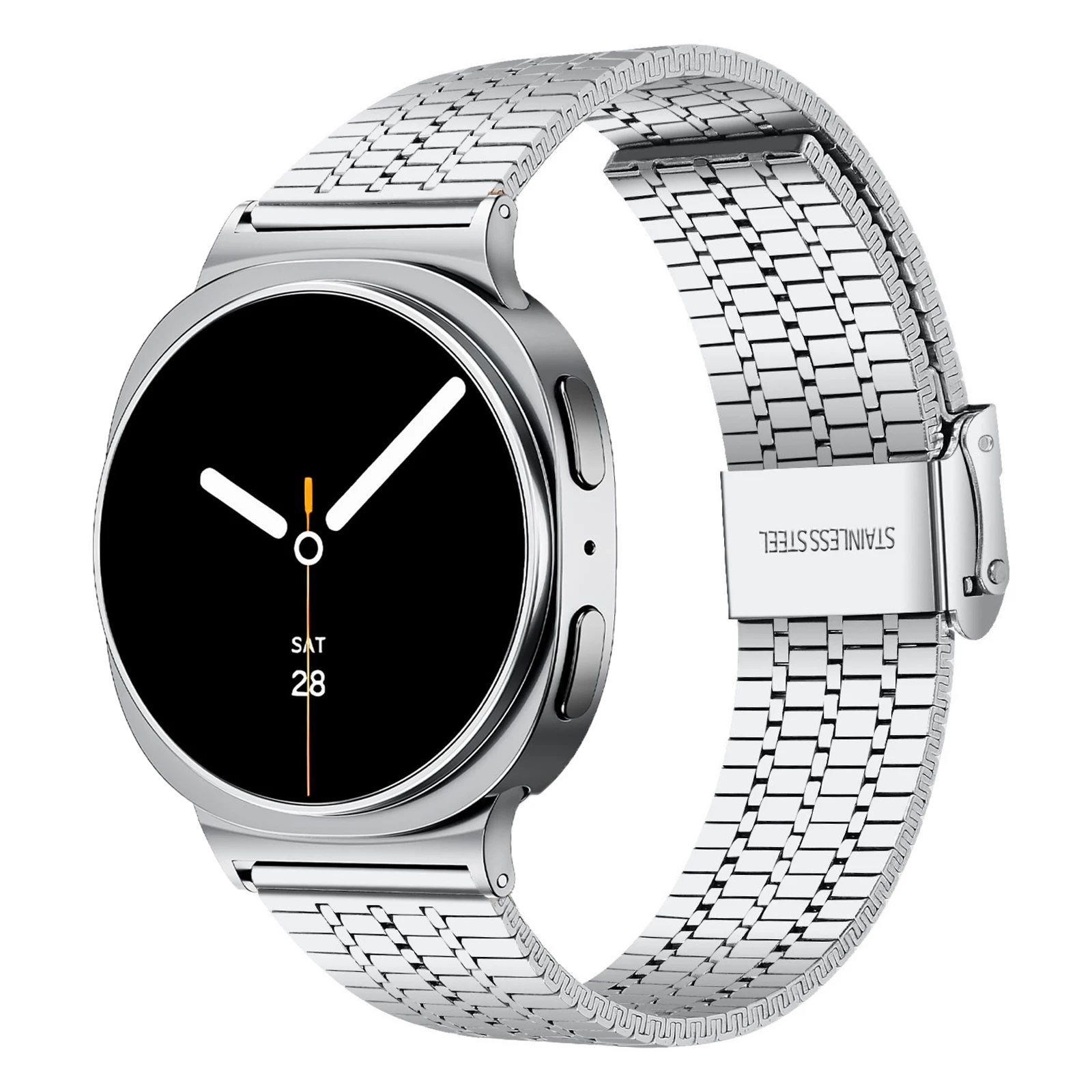Stainless Steel Seven-Bead Strap with Double Safety Buckle