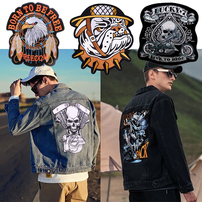 Toppe ricamate con toppa posteriore grande Biker per abbigliamento toppe  termoadesive toppa Punk ferro sulle toppe sui vestiti della giacca -  AliExpress