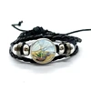 Classic Van Gogh Art Painting Series Bracelet Starry Night Sunflower Handmade Glass Leather Bracelets Men Women Gift 6