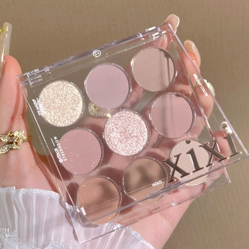 

Прозрачные тисненые 9-цветные тени для век, молочный чай, цвет земли, Блестящие Блестки, паритет для студенвечерние