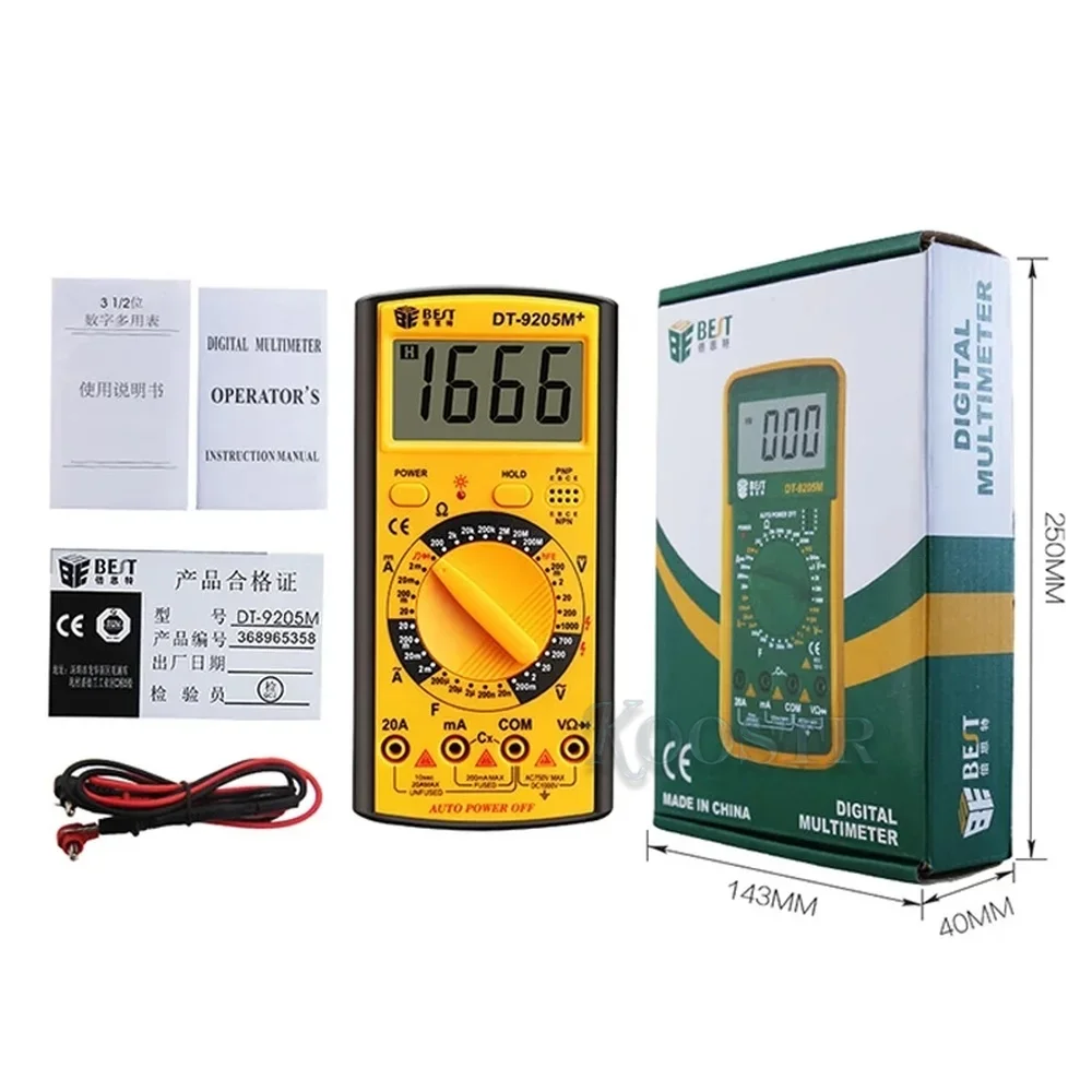 BEST DT-9205M+ Multimeter Upgraded version Handheld LCD Screen Digital Multimeter With buzzer Test Meter