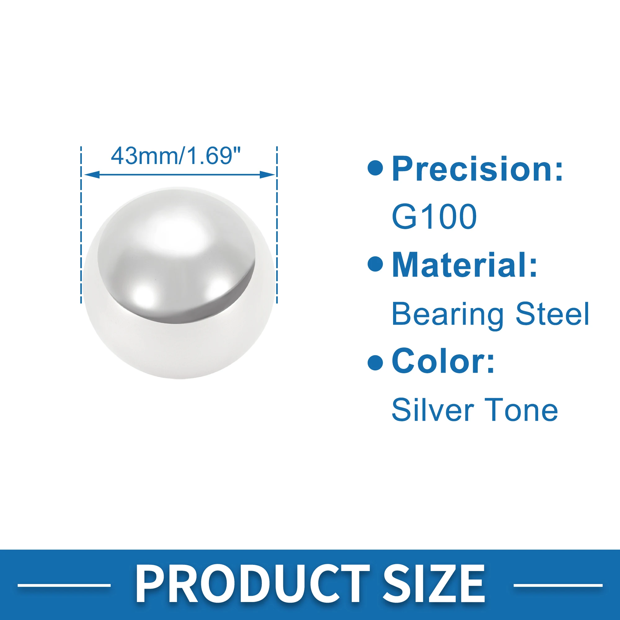 X Autohaux 43mm 베어링 볼 베어링 스틸 G100 정밀 볼 실버 톤 1개