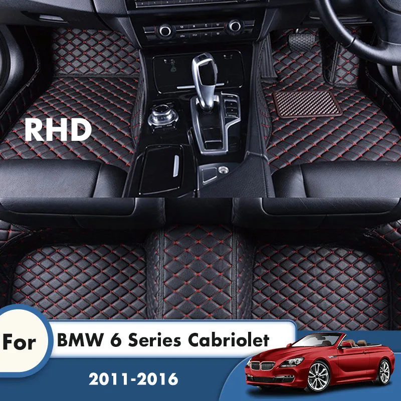 

RHD Car Floor Mats For BMW 6 Series Cabriolet 2016 2015 2014 2013 2012 2011 Leather Custom Carpets Car Accessories Interior Rugs