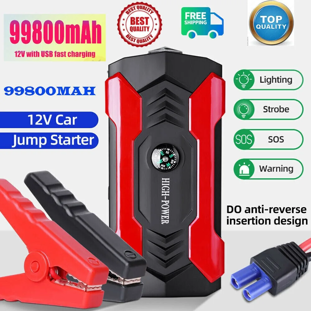99800Mah Car Jump Starter Pack Booster Caricabatteria Power Bank Di Emergenza 2023