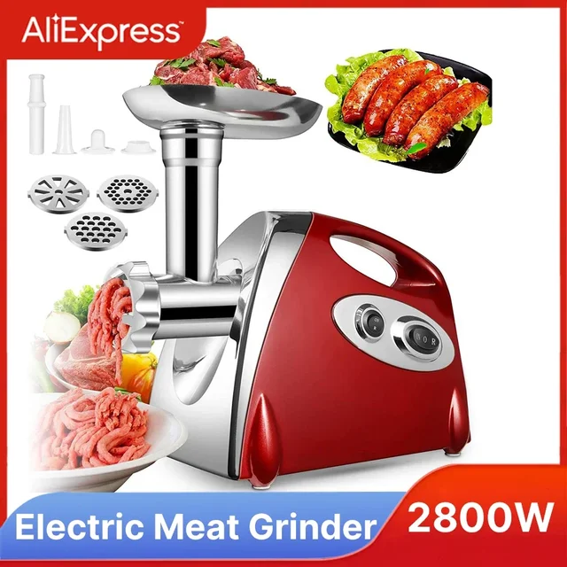 Electric Meat Grinder Powerful Heavy Duty Meat Mincer hot dogs Grinder Stainless Steel Food Processor Sausage Stuffer