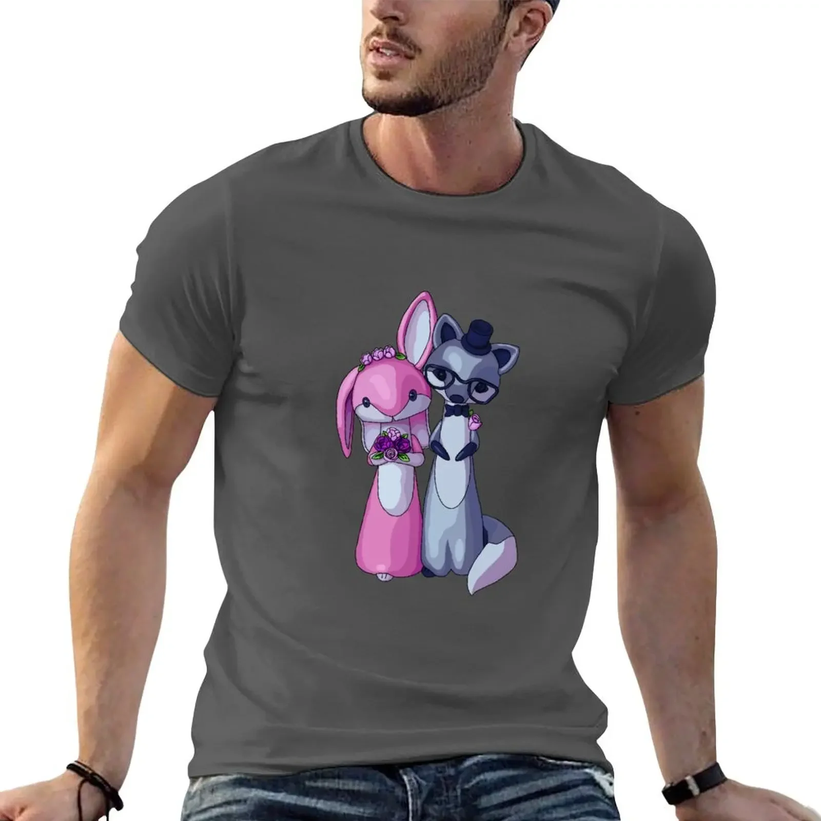 

Silver Fox and Bunny T-shirt cute tops blanks mens plain t shirts
