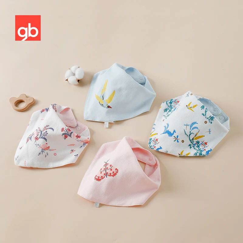 

Goodbaby 100% Cotton Adjustable Triangle Bibs / Feeding Apron for 0-2yrs Old 42x20CM (Gift Box, Pack of 4)