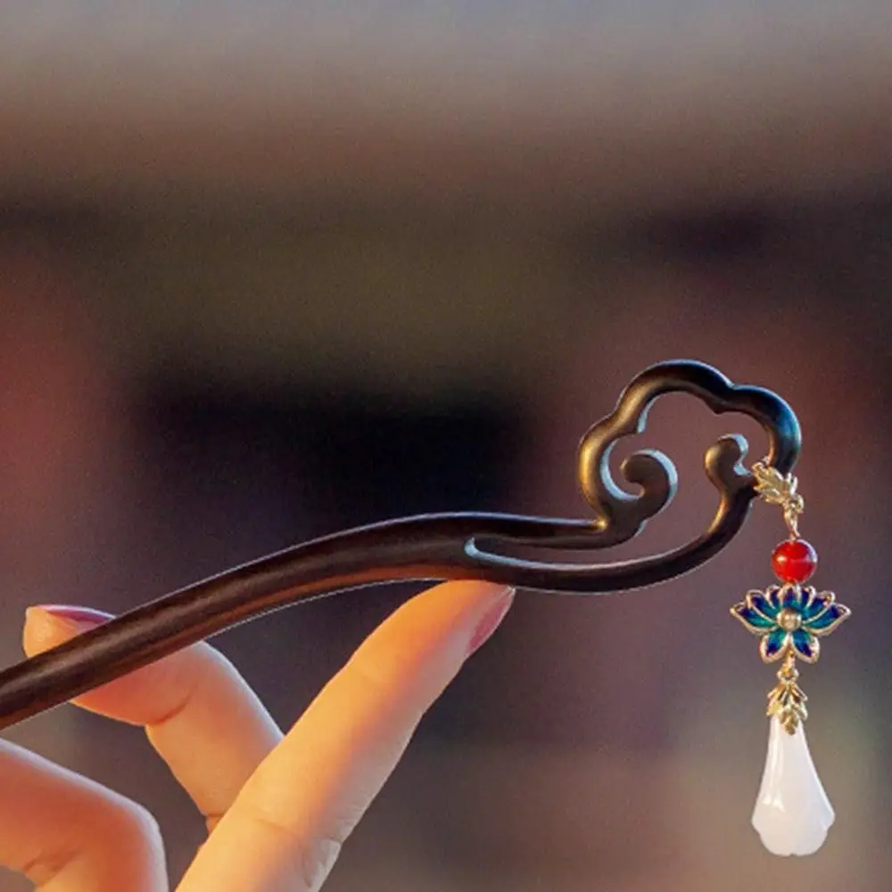 Elegance Simplicity Imitation Jade Handmade Wooden Hair Fork Vintage Hair Stick Women's Accessories New Chinese Hairpin