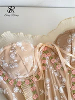 SINGREINY Strapless Embroidery Tank Top 2025 Women Ruffles Corset Slim Short Camisole French Style Shapwear Sexy Evening Top - Image 3