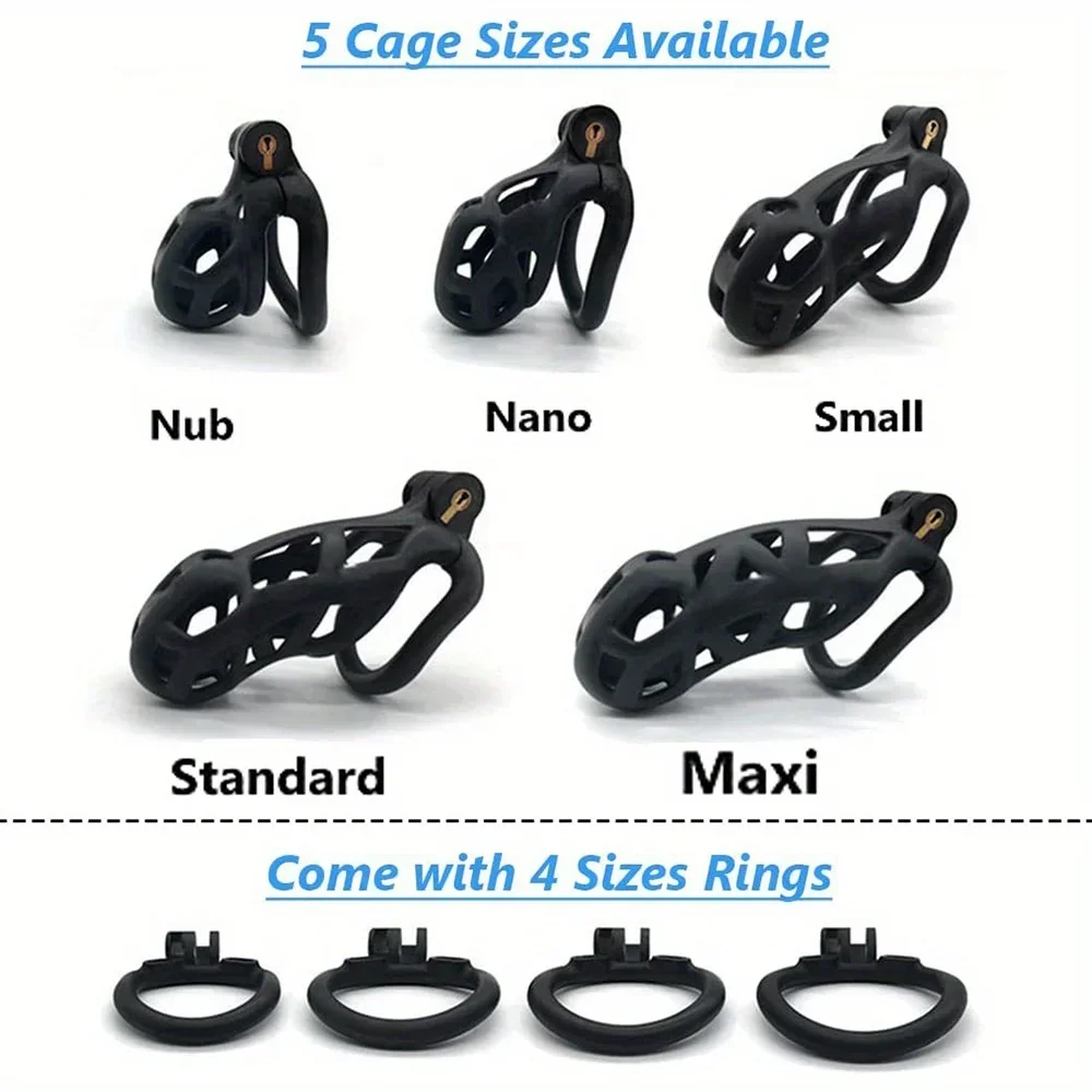 Male Penis Lock Chastity Cage 4 Rings Resin Virginity Breathable Cock Ring Fetish Restrain penis chastity cage chastity lock sex toy penis cock ring