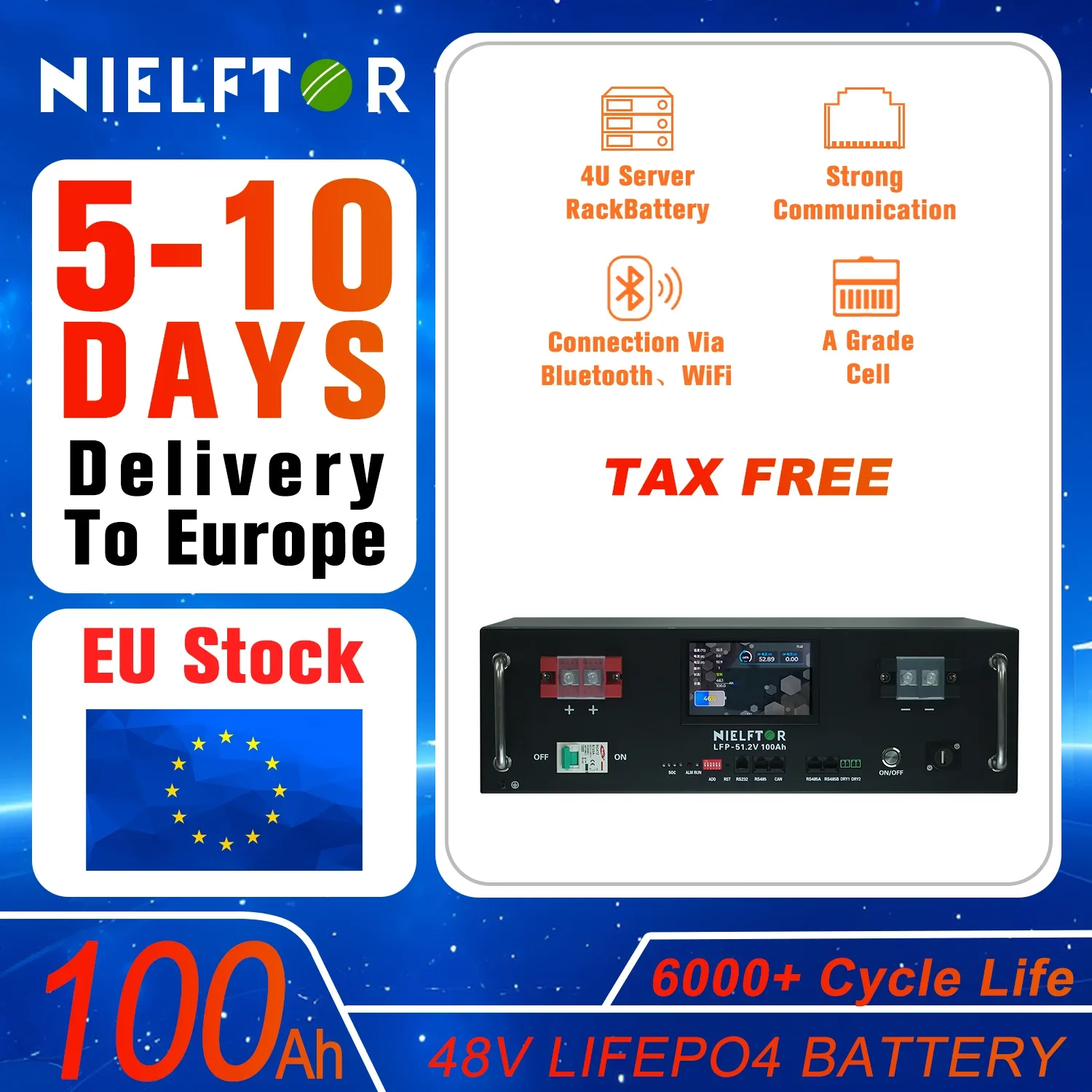 New 48V 100Ah 200AH 300Ah LiFePo4 Battery Pack 51.2V 5kw Lithium Iron ...