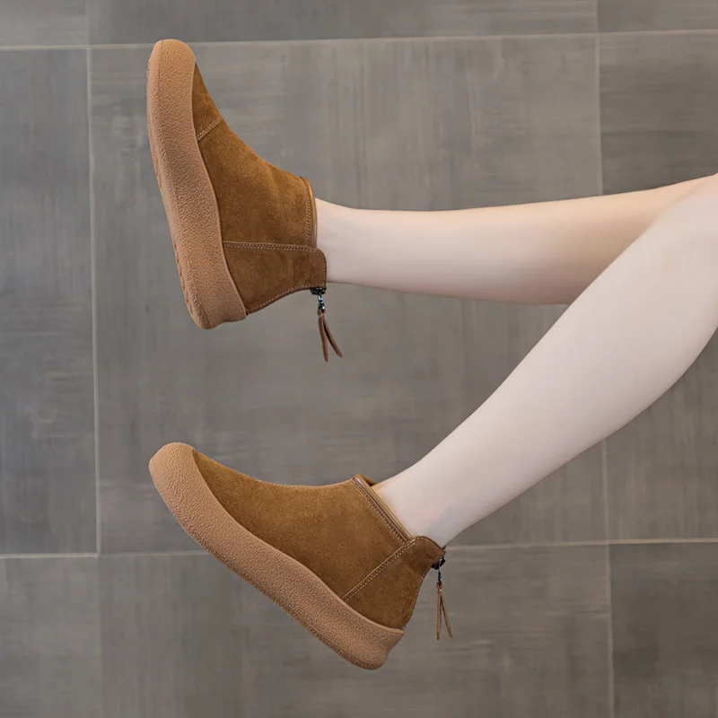 AIYUQI Snow Boots Women Large Size 2025 Winter Genuine Leather Women Short Shoes Thickened Warm Winter Boots Women - Image 3