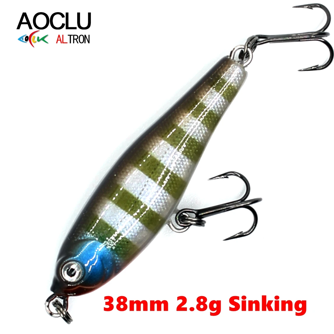 AOCLU-Hartköder, Bleistift-Wobbler-Köder, sinkender kleiner Stab, schwimmend wie verletzter, sterbender Fisch, VMC-Haken, solider Körper, 38 mm, 2,8 g