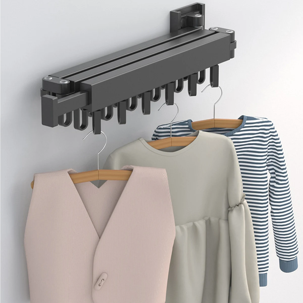 Balcony Clothes Drying Rack Retractable WallMount Hanger