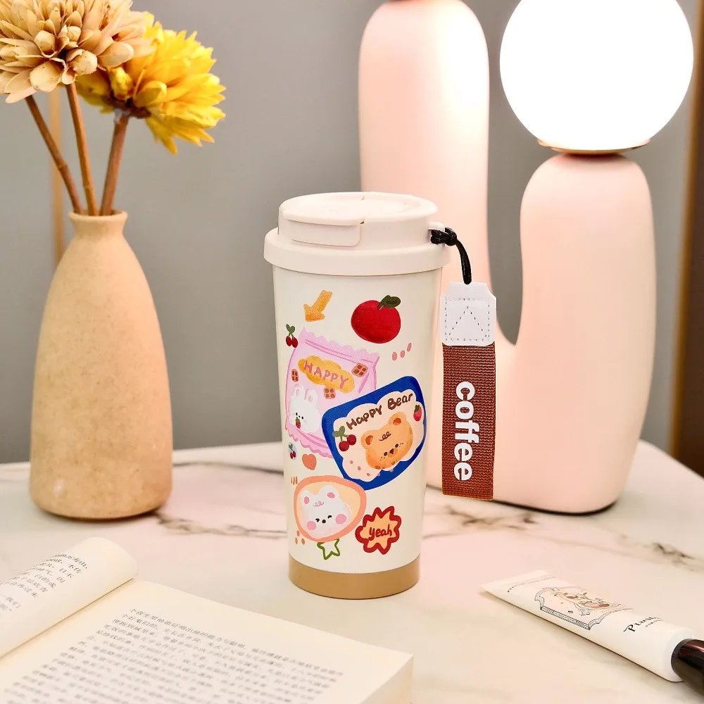 스플래시 프루프 550ml 보온 텀블러 스테인리스 스틸 대용량 보온병 빨대 포함..
