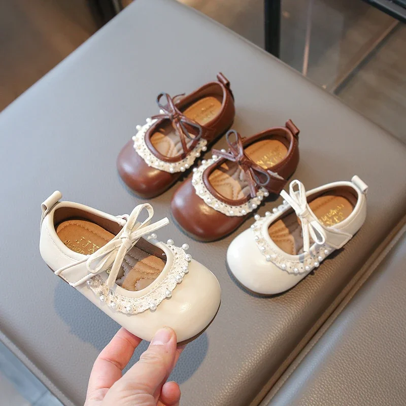 Girls Fashion Princess Shoes Elegant Ruffled Edge Children's Flats Spring Autumn New Kids Versatile Wedding Party Leather Shoes