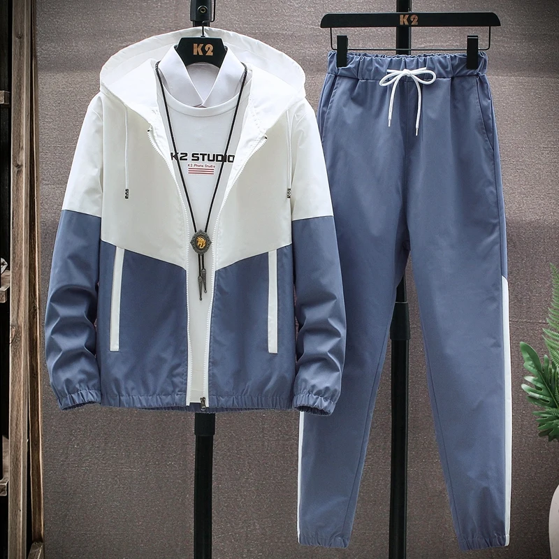 Sportsuit men's spring and autumn leisure 2023 new Korean version of the trend of autumn clothes jacket trousers two sets