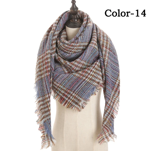 2021 new Cashmere Scarf For Women Plaid Knitted Triangle Pashmina Winter Warm Shawl Wraps Bufanda Female Soft Neck Echarpe UE-14