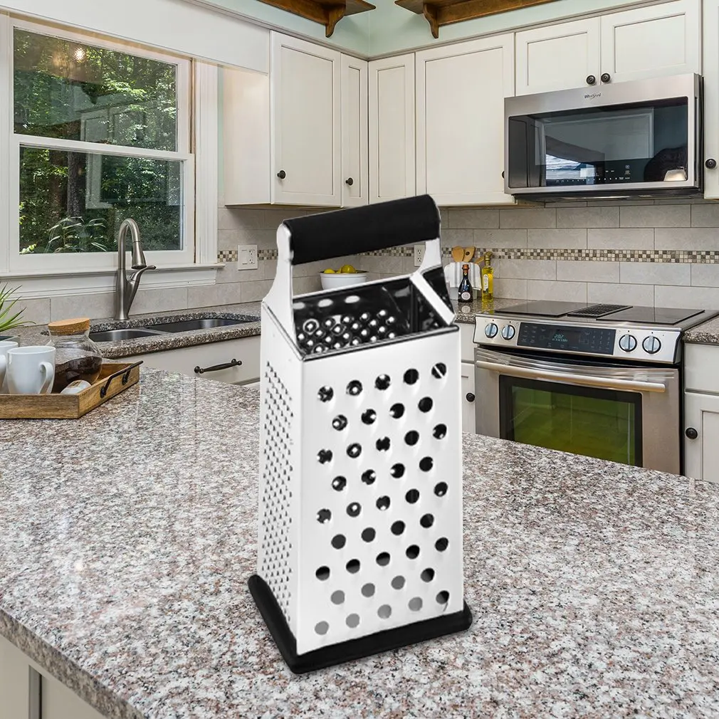 Multifunctional Box Grater Cheese Graters Stainless Steel For Kitchen  Graters For Kitchen With 4 Sides Grater Non-Slip Base