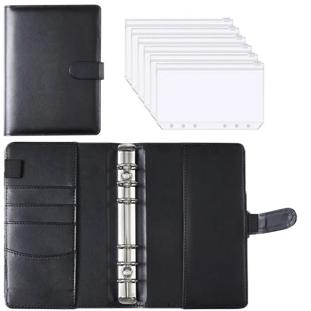 Premium A6 PU Leather Budget Binder with Cash Envelopes and Bill Organizer