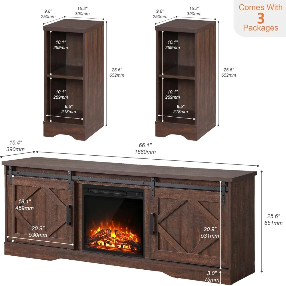 TV Stand with 18" Fireplace 4