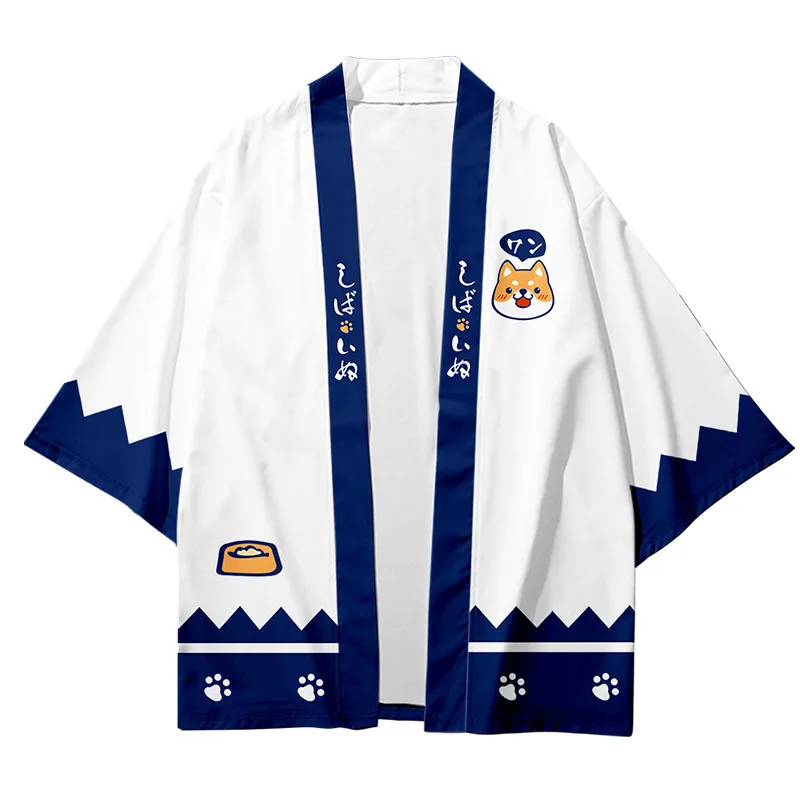 Japanese Style Anime Pastoral Shiba Inu Kimono Cardigan Chinese Style Retro Loose Haori Performance Wear Sun Protection Clothing
