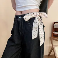 Colliers longs à pois noirs et blancs pour femmes et filles, ruban fin et doux, chaîne de cou, accessoires pour robe de soirée formelle 4