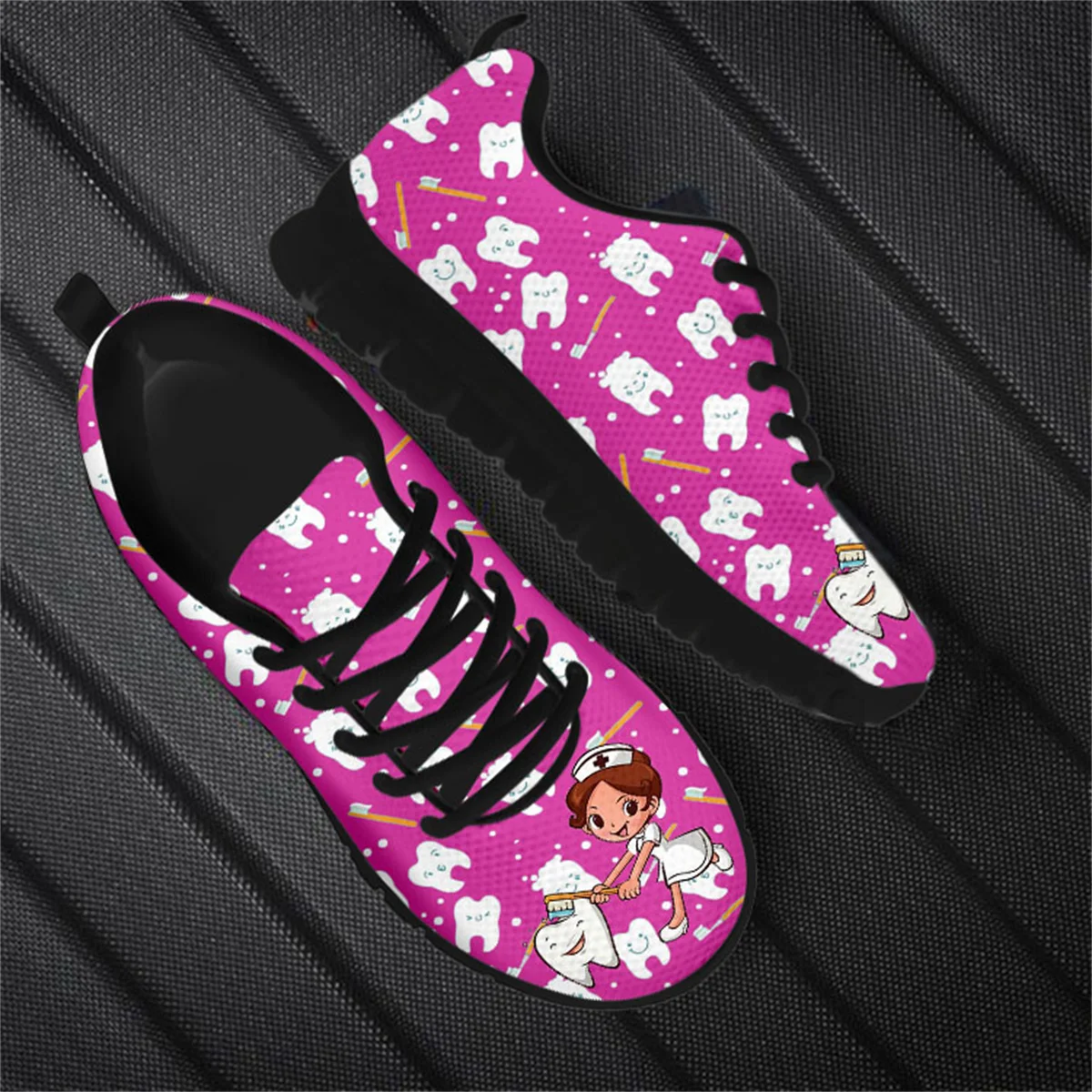 

Cute Dentist Nurse Pattern Female Shoes New Trend Casual Outdoor Students Cozy Light Sneakers Lace-up Walking Flat Footwear