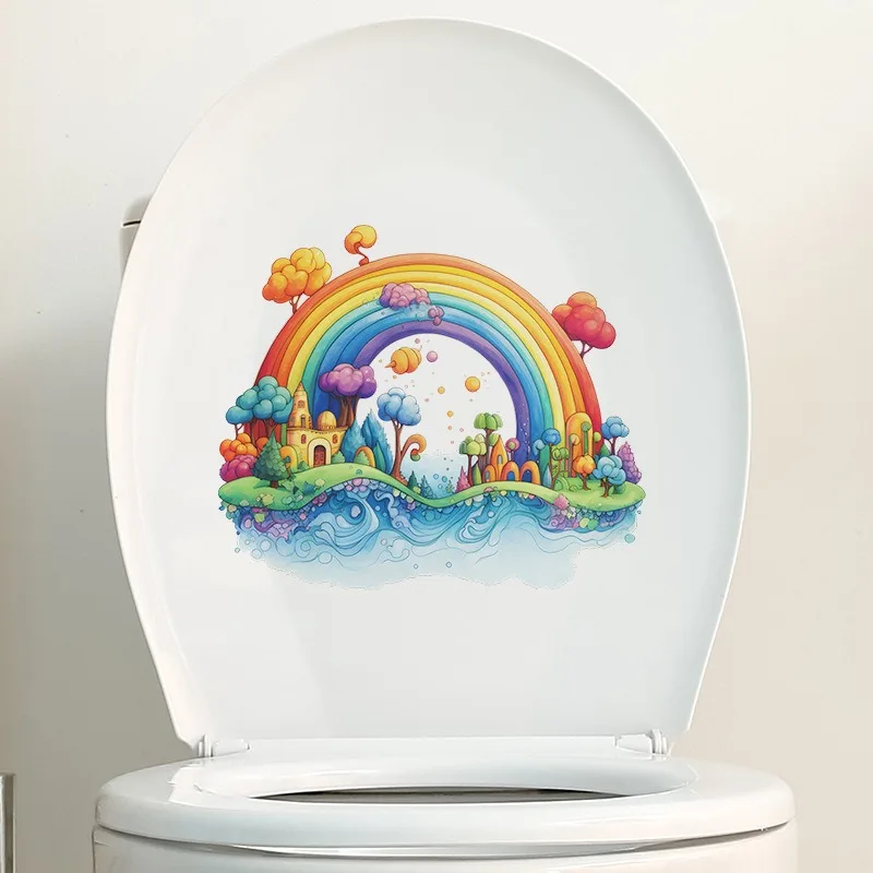 Cartoon dream Rainbow Castle Children's bathroom toilet home decoration wall with glow-in-the-dark stickers self-adhesive