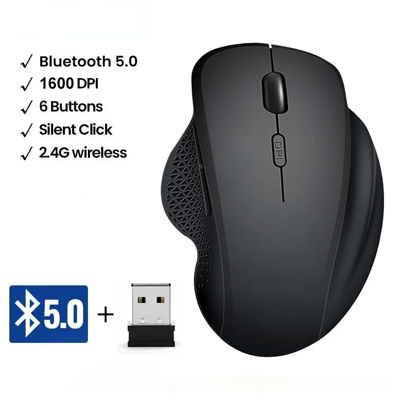 Wireless Mouse Mouse Ergonomic 1600DPI Mute Buttons