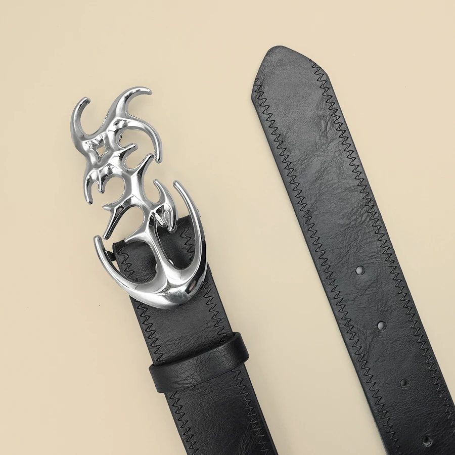 Classic Black Pu Leather Belt with Silver Buckle, Thin Pu