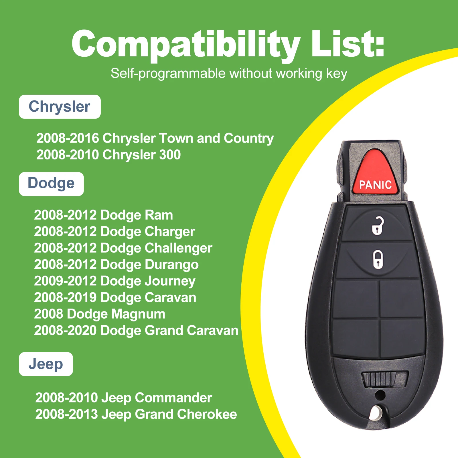 5 Buttons Key Fob Fit For 2008-2014 Chrysler 300 For Dodge - View #9