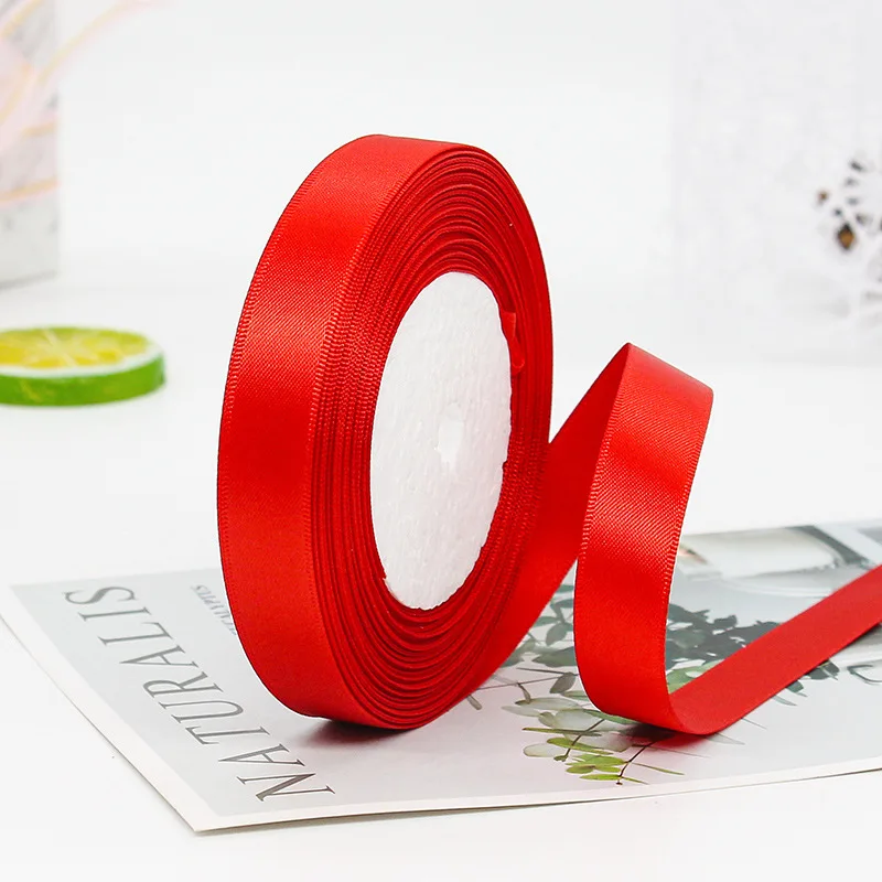 

100 ярдов, двухсторонняя 15 мм атласная лента с бантом, рукоделие, украшение для свадебной вечеринки, для упаковки подарков, принадлежности для скрапбукинга DIY, упаковочный материал