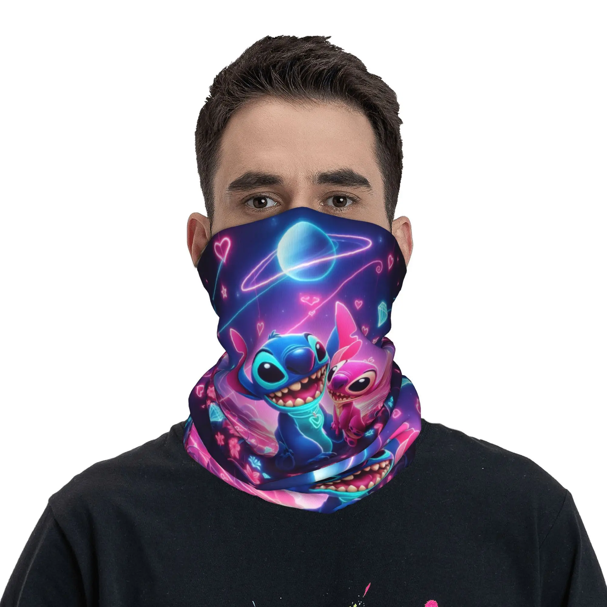 Cycling Bandana Neck Wrap Neck Gaiter Bandana Neck Cover Multifunctional Bandana Stitch Angel Starry Sky Love Men Women Winter Hiking Ski Scarf Gaiter Face Cover