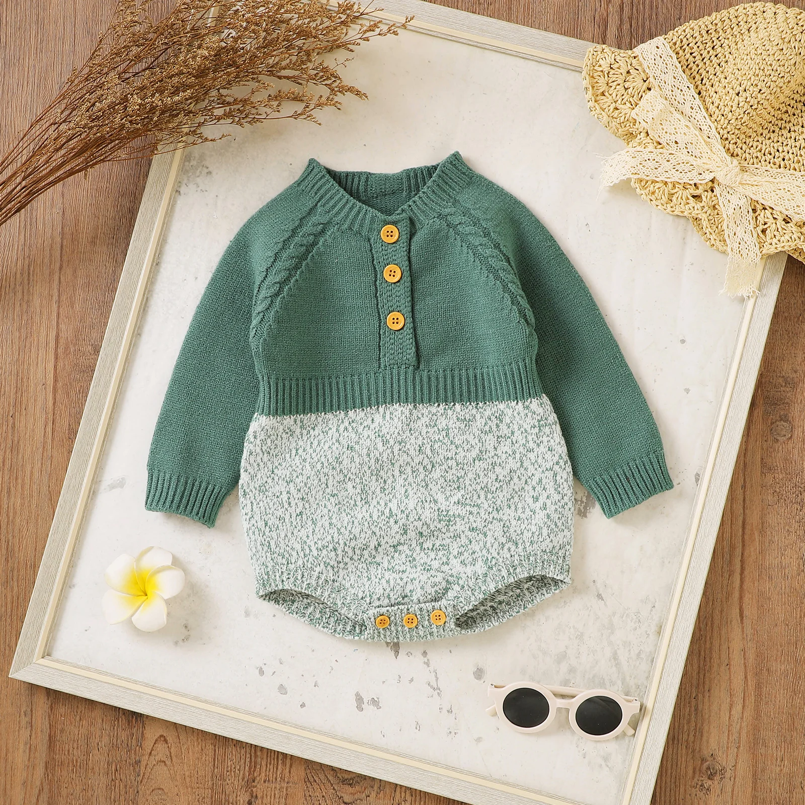 Winter Newborn Knit Clothes Baby Girls Boys Sweater Rompers Soft Long Sleeve Contrast Color Button Crochet Playsuit For Infant baby bodysuit cotton romper cowboy rompers