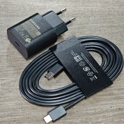 25W Super Fast Charge Adapter with 1.8m Type C Cable - Black - With 3A Cable