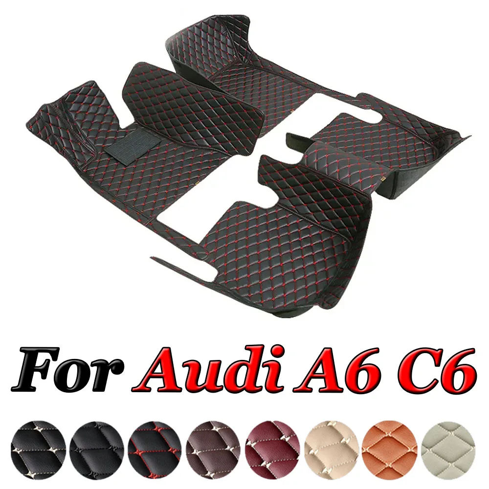 

Car Floor Mats For Audi A6 C6 4F 2004~2011 Carpet Luxury Leather Mat Full Set Durable Rug Auto Interior Parts Car Accessories