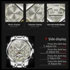 OLEVS 6668 Luxury Skeleton Automatic Mechanical Men Watch Top Brand Movement Roman Scale Calendar Waterproof Business Men Watch 4