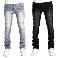 Men’s Pearl Detail Straight Leg Denim Pants