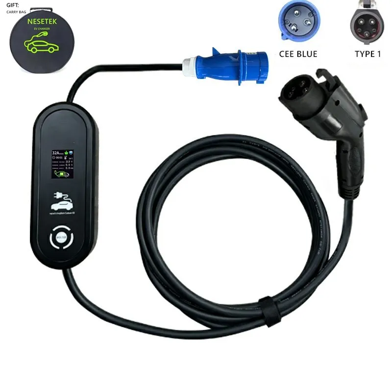 Caricabatteria Per Auto Elettrica Di Tipo 1 Caricatore Portatile Ev 32A J1772 Programma Di Veicoli Elettrici Cavo Di Ricarica Wallbox