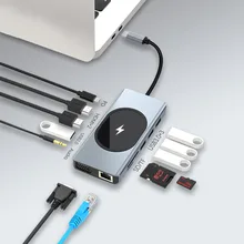 12in1 Type c USB-C HUB Docking Station to HDMI VGA USB3.0 PD Charging SD/TF RJ45 3.5mm Wrieless Charger for Macbook M1 Laptop
12in1 Type c USB-C HUB Docking Station to HDMI VGA USB3.0 PD Charging SD/TF RJ45 3.5mm Wrieless Charger for Macbook M1 Laptop