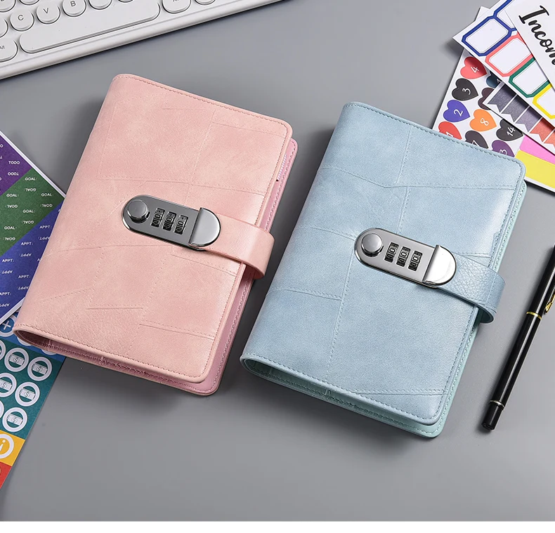 Neue A6 Spleißen Retro Lock PU Clip-on Notebook Leder Lose Blatt Notebook Abdeckung Notebooks Journal Kawaii Schreibwaren – Detail 7