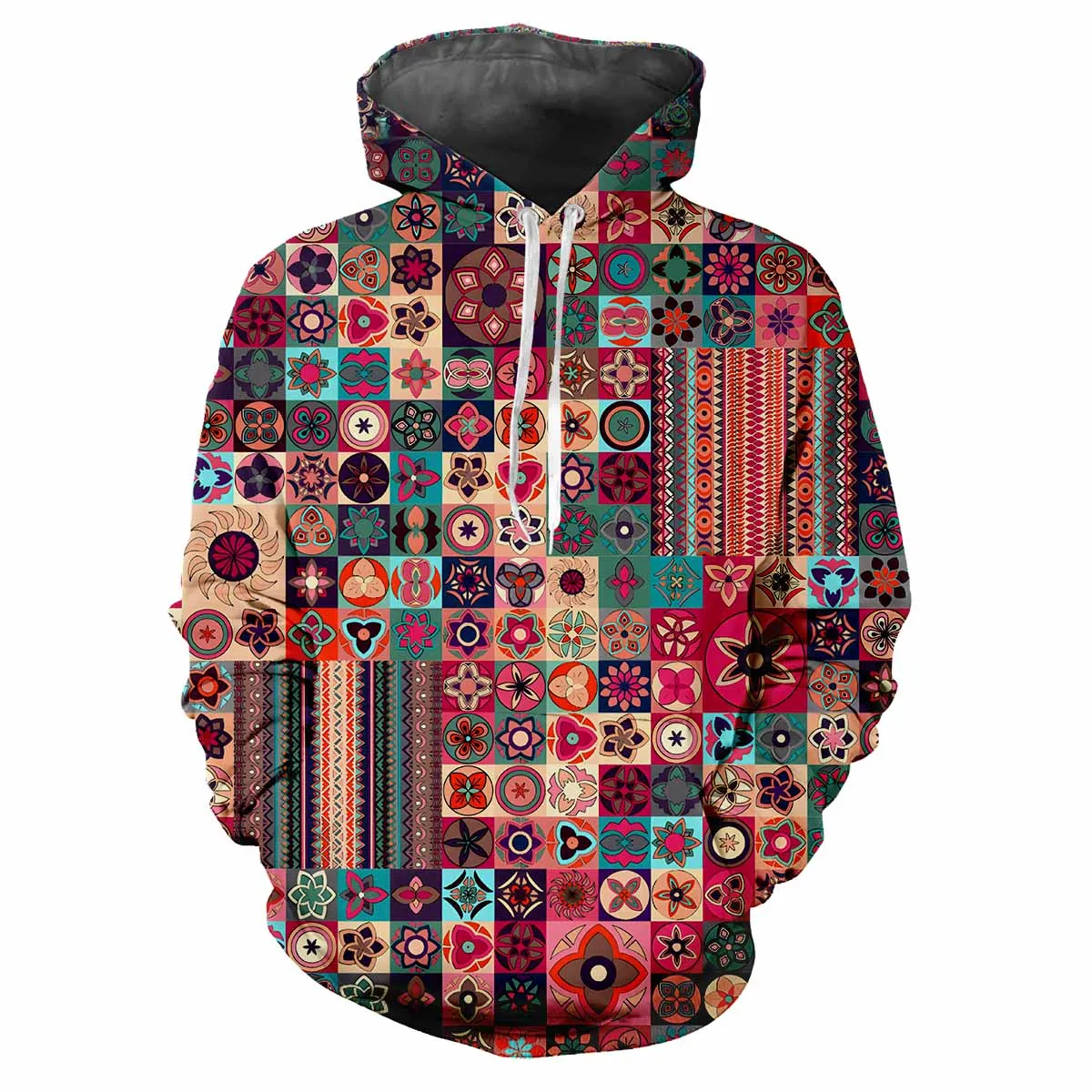 thumbnail image 1 of Sudadera con capucha de moda para hombre, estampada con patrones de cuadros populares, impresión digital, sudadera informal de manga larga con capucha y tela gruesa, 1 of 5