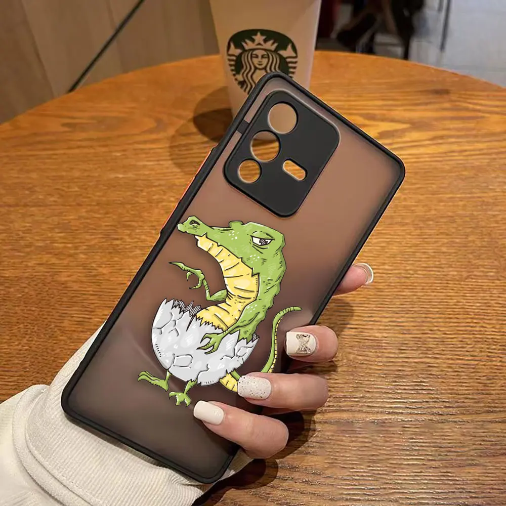 thumbnail image 1 of Matte Case for VIVO V25 V23E V23 V21 V20 V19 V17 V15 V11 Z1 Z6 T1 S16 PRO 5G Case Funda Coque Capa Shell Cute Cartoon Crocodile, 1 of 5