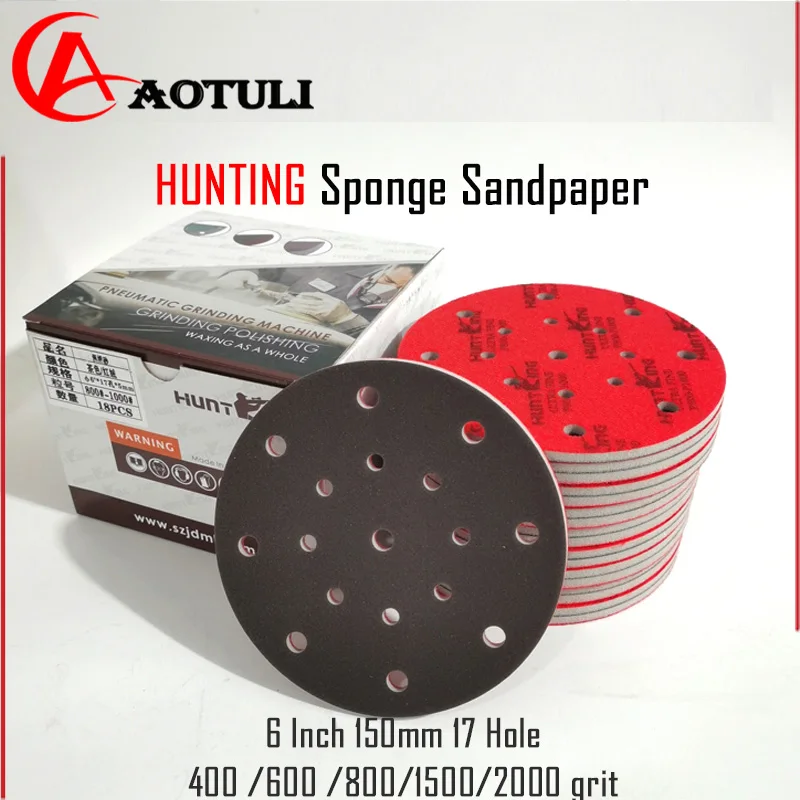 Carta Vetrata Spugna 6 Pollici 150Mm 17 Fori Per Mirka/Festool Ecc Levigatrice Lucidatura Vernice Auto Disco Sabbia Floccaggio Carta Vetrata A Secco
